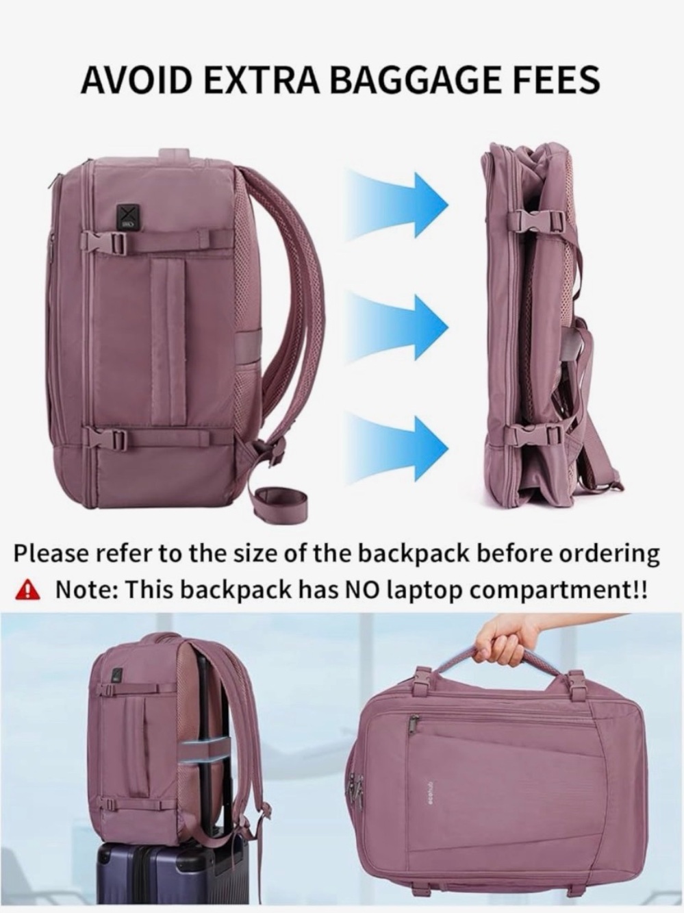 Nine West Travel Backpack Carry-On Bag 16.7x10x7.9 in